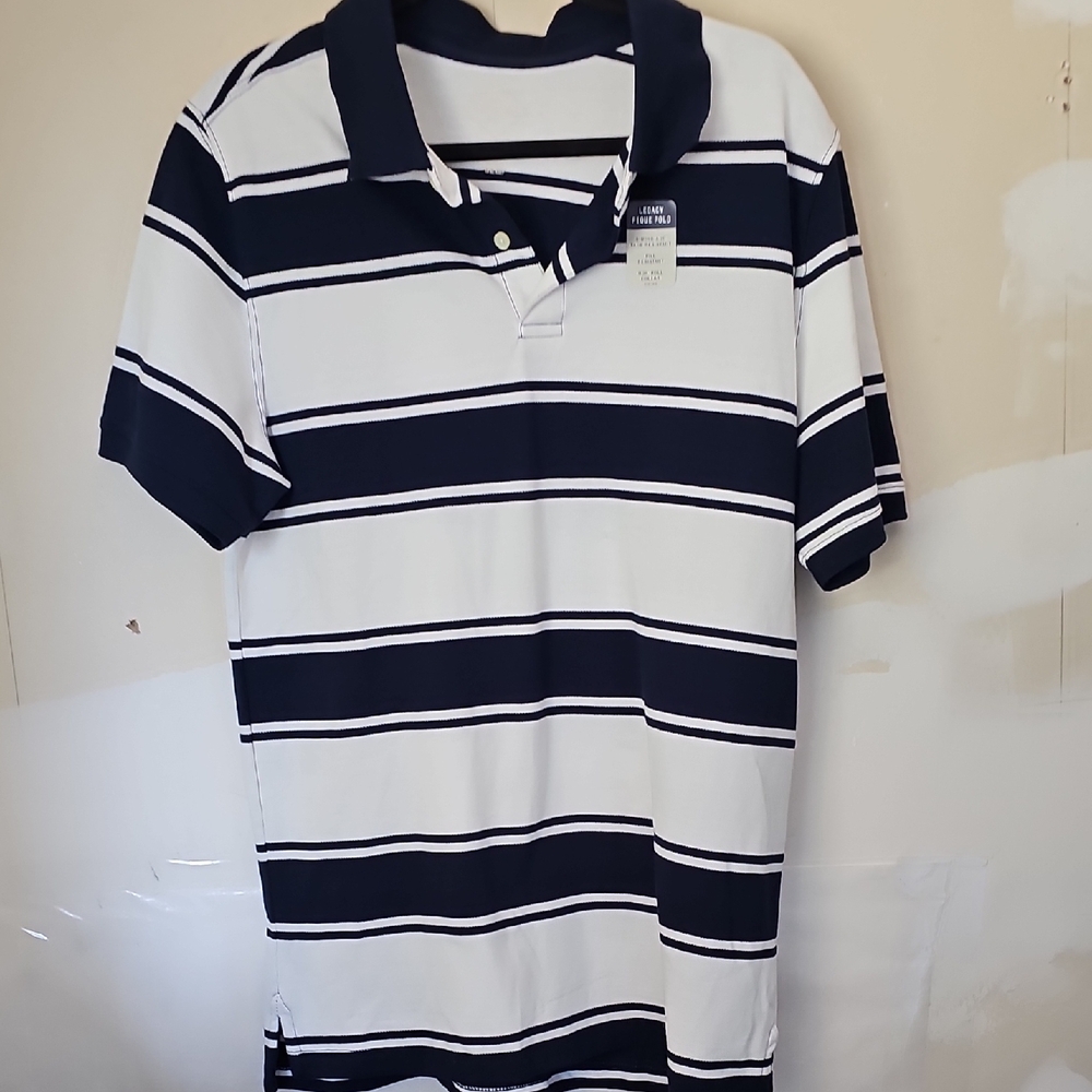 St. John's Bay Blue and White Striped Polo Shirt